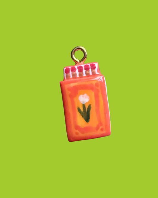 Orange matchbox charm