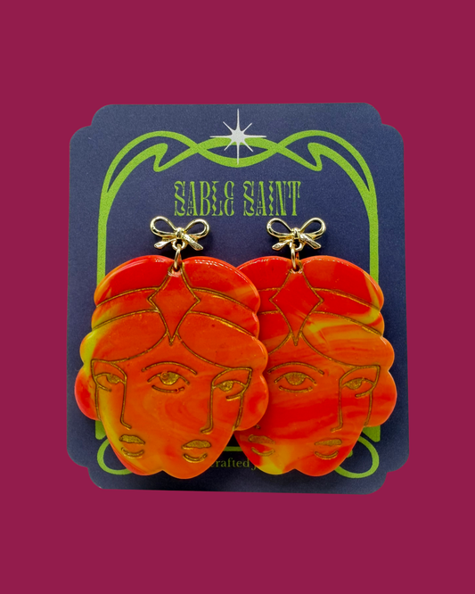 Double Faced Darling Earrings - Marbled