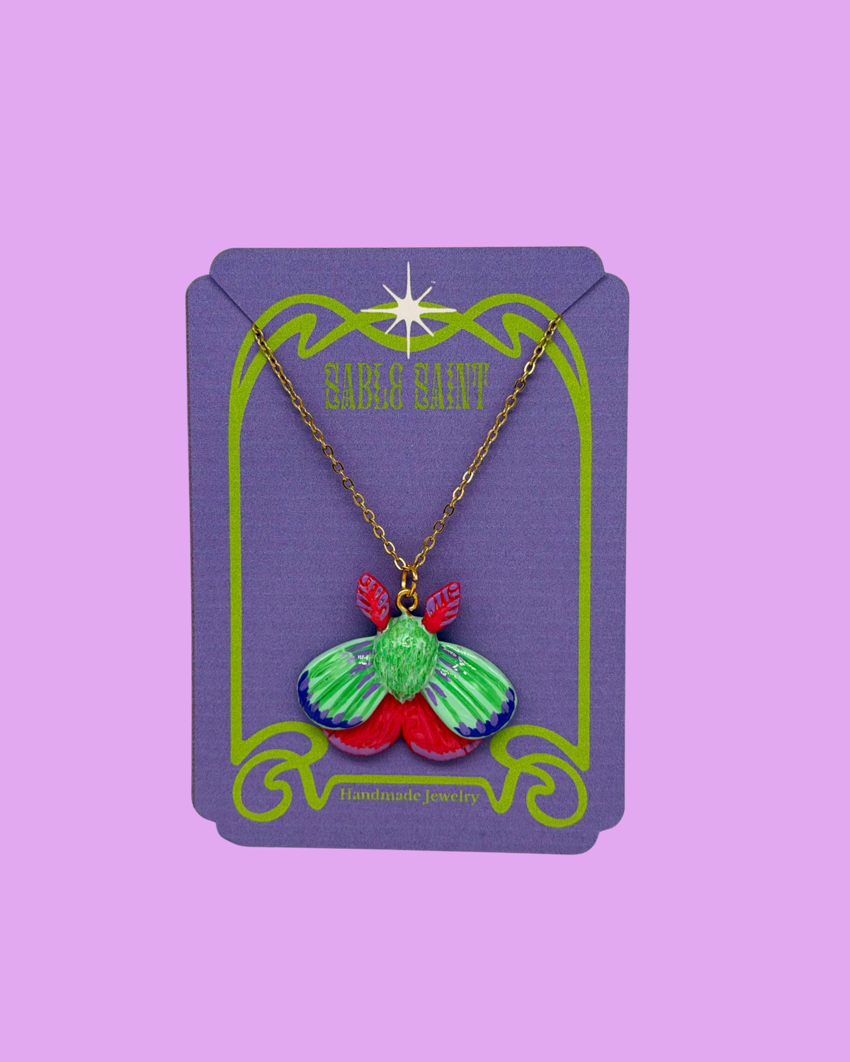 Neon Moth Pendant Necklace