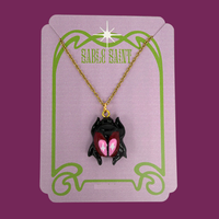 Sacred Scarab Pendant Necklace - Red Hearts