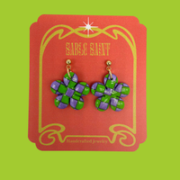 Checkered Flower Earrings
