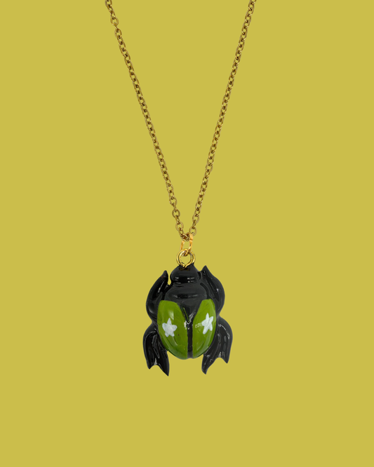 Sacred Scarab Pendant Necklace - Green