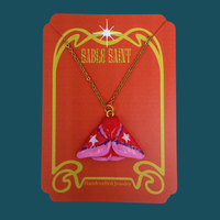 Pink Moth Pendant Necklace