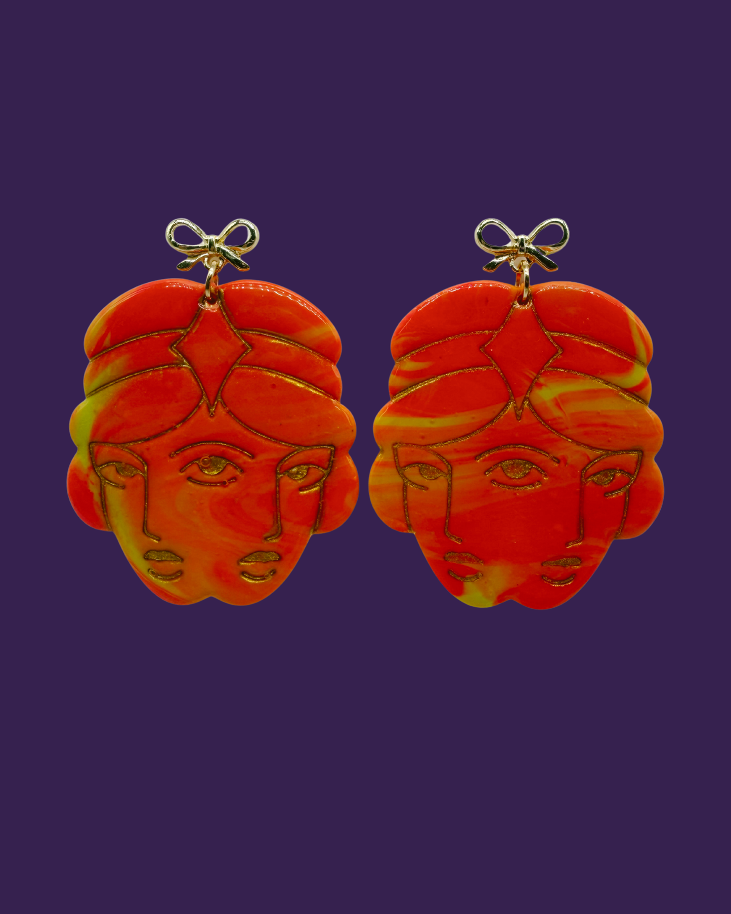 Double Faced Darling Earrings - Marbled