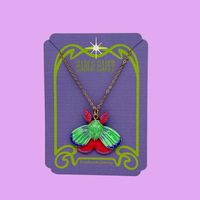 Neon Moth Pendant Necklace