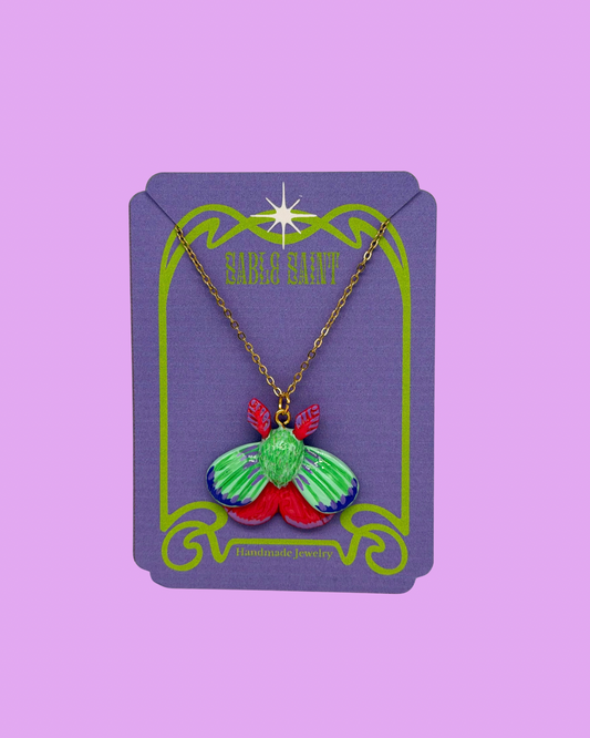 Neon Moth Pendant Necklace