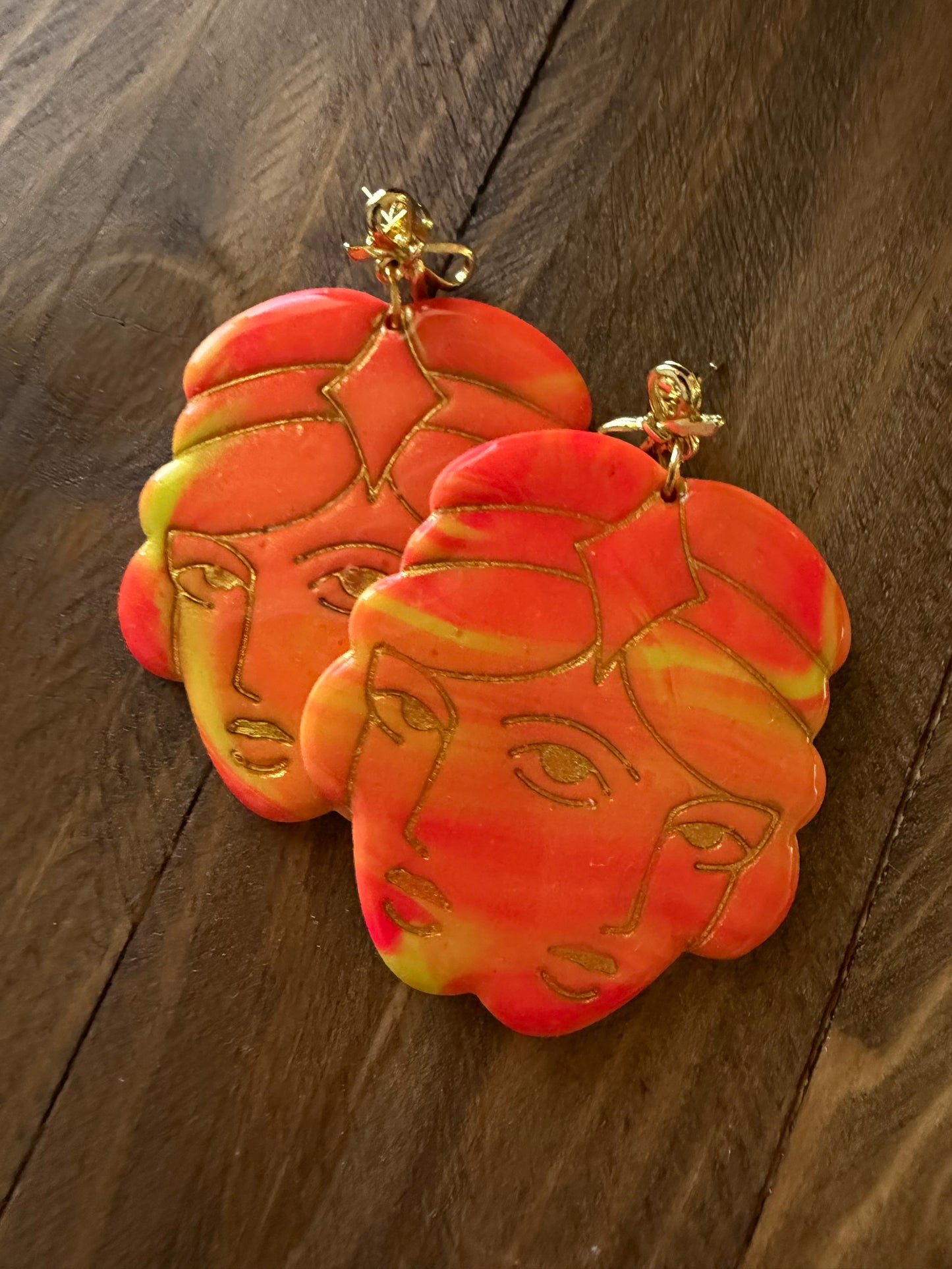 Double Faced Darling Earrings - Marbled