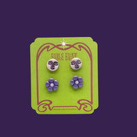 Flower Child — Mystical Face & Flower Stud Set
