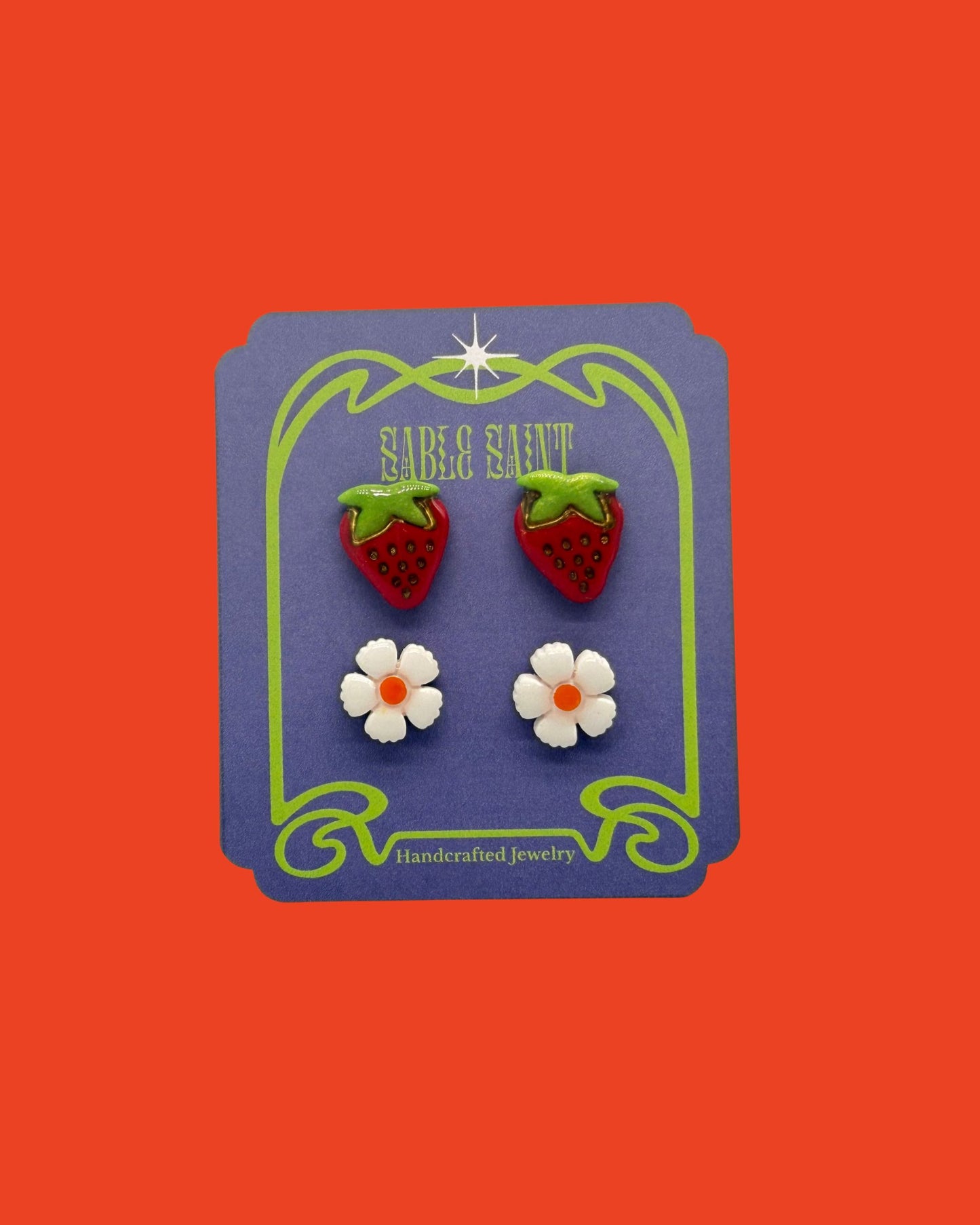 Strawberry Fields -  Strawberry and Flower Stud Set